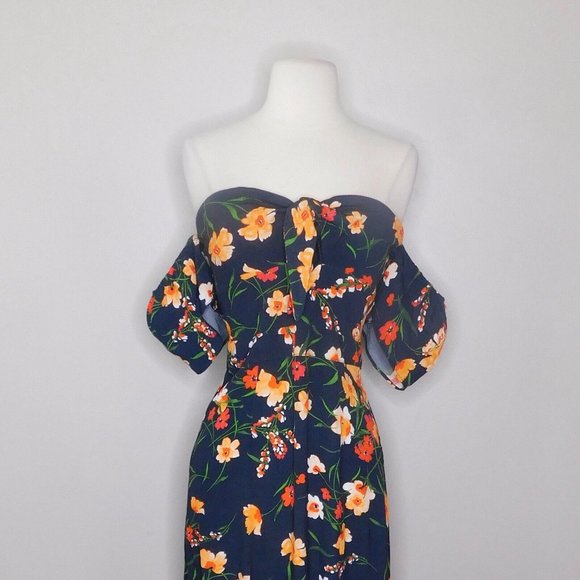 FLYNN SKYE Floral Maxi Dress Lost Poppy Poppies Off Shoulder Cut-Out ~ XS ~ EUC - Picture 3 of 12